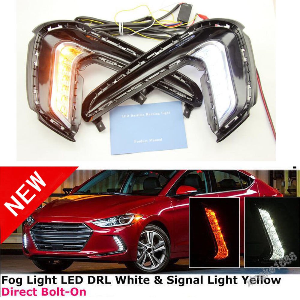 2x Daytime Running Lamp LED Fog Turn Signal light For Hyundai Elantra 17-2018 AD